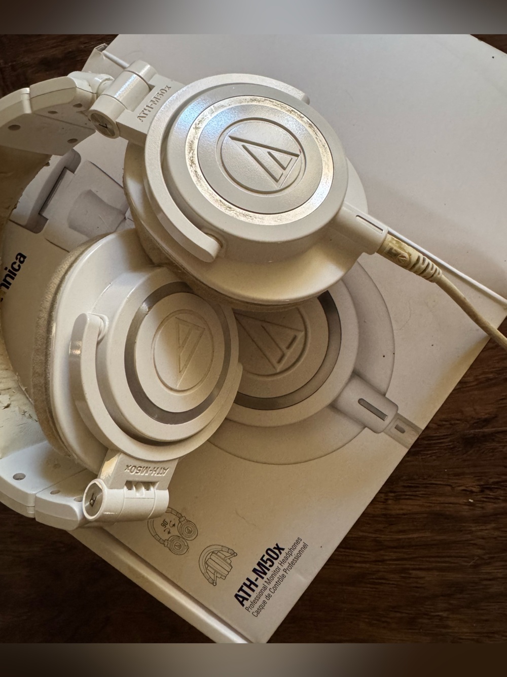 Audio Technica White Over-Ear Headphones with Silver Accents